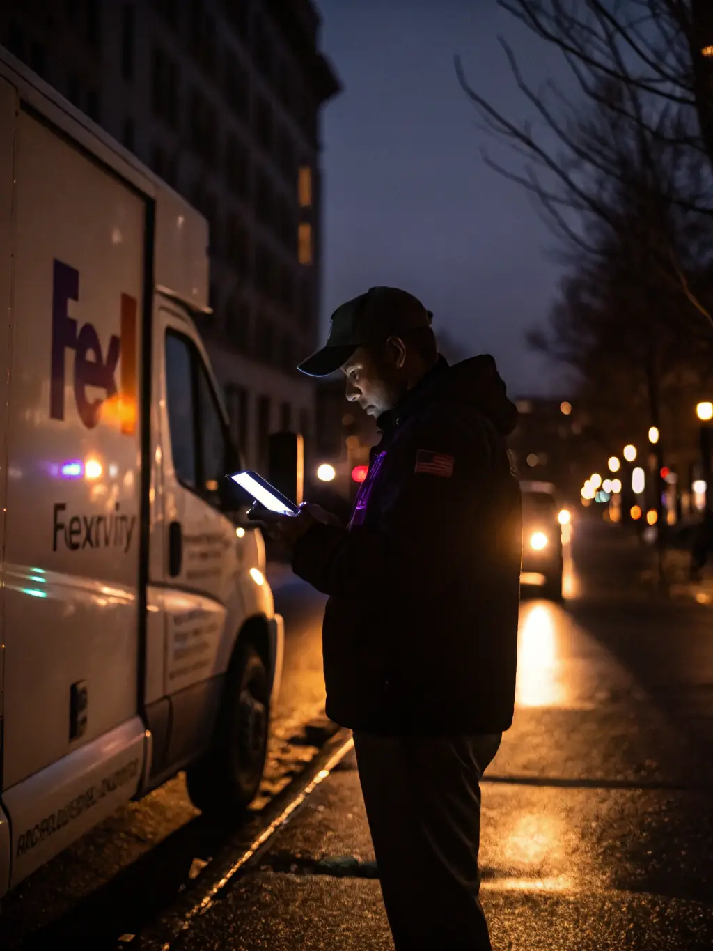 An image of a delivery driver using a handheld device to confirm a delivery with a digital signature, showcasing the technology used for last-mile delivery.